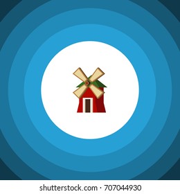 Isolated Wind Energy Flat Icon. Rural Vector Element Can Be Used For Wind, Energy, Mill Design Concept.