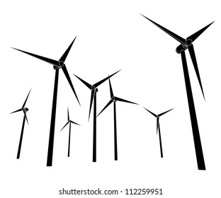 isolated wind energy power vector silhouettes vector illustration