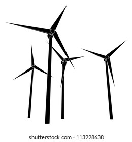 isolated wind power energy silhouettes vector illustration