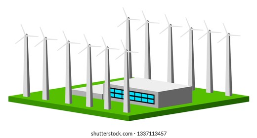 Isolated wind power plant. Vector illustration design