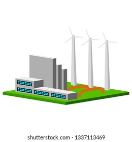 Isolated wind power plant. Vector illustration design