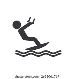 Isolated wind surfing pictogram over the sea, representing water sports symbol.