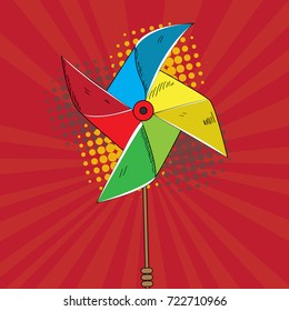 Isolated wind toy on a colored background, Vector illustration