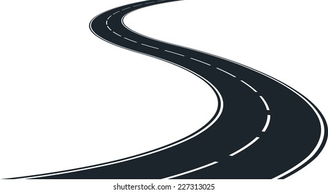isolated winding road - clip art illustration