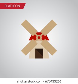 Isolated Windmill Flat Icon. Power Vector Element Can Be Used For Windmill, Power, Farm Design Concept.