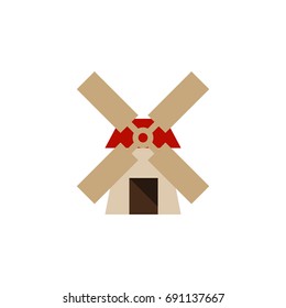 Isolated Windmill Flat Icon. Power Vector Element Can Be Used For Windmill, Power, Farm Design Concept.
