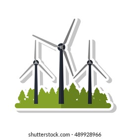 Isolated windmill with grass design