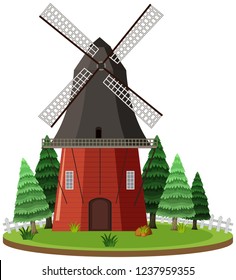 Isolated windmill on white background illustration
