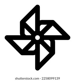 Isolated windmill in outline icon on white background. Toy, fun, childhood, summer, spring