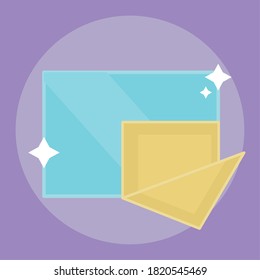 Icono de ventana aislada y tela limpiadora. Icono de productos de limpieza - Vector