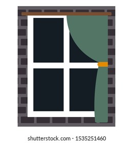 Isolated window with curtains over a white background - Vector