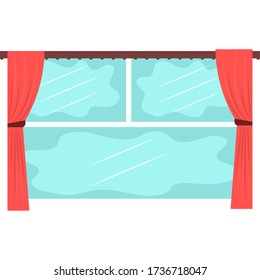 Isolated window with pink curtains - Vector illustration