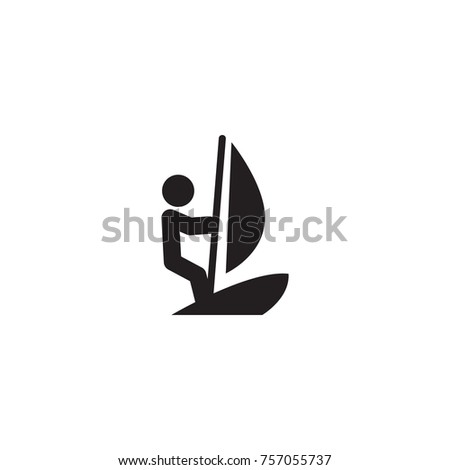 Isolated Windsurfing Icon Symbol On Clean Background. Vector Surfer Element In Trendy Style.