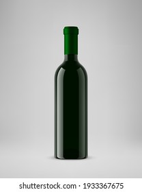 Isolated wine bottle. 3D illustration. Vector illustration