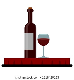 Isolated wine bottle and wine glass - Vector