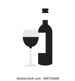 Isolated wine bottle and glass, Vector illustration
