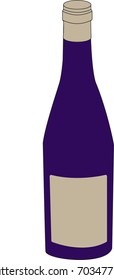 Isolated Wine bottle icon with front label and top wrapping ready for labeling