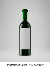 Isolated wine bottle with vertical label. 3D illustration. Vector.