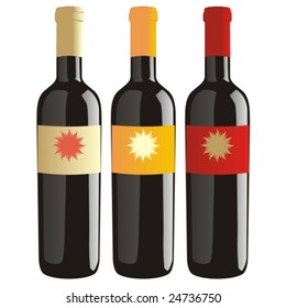 isolated wine bottles set