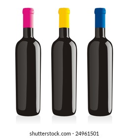 isolated wine bottles set