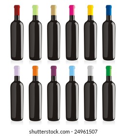 isolated wine bottles set