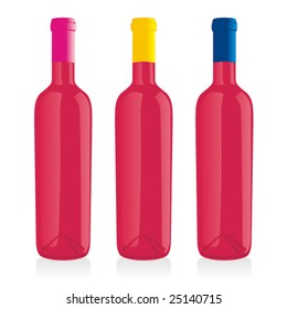 isolated wine bottles set