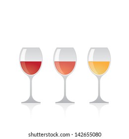 Conjunto de copos de vinho isolados