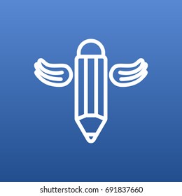 Isolated Wings Outline Symbol On Clean Background. Vector Writing Element In Trendy Style.