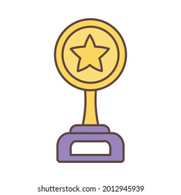 Icono de trofeo del ganador aislado Primer lugar Ilustración del vector