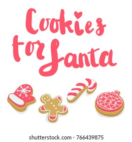 Isolated winter Christmas cookies with lettering