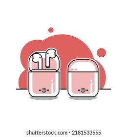 isolated wireless headphone cartoon vector illustration