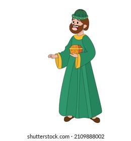 Isolated Wise Man christmas character Vector illustration