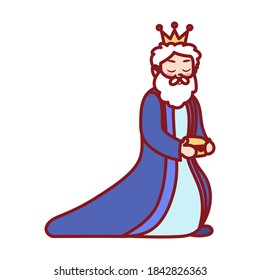 Isolated wise man icon. Nativity characters icon - Vector