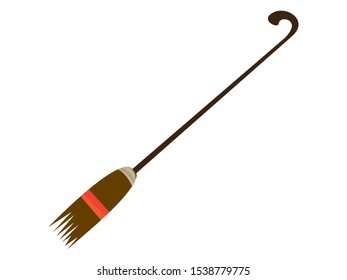 Isolated witch broom. Halloween concept - Vector illustration