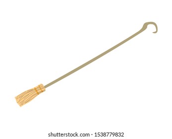 Isolated witch broom. Halloween concept - Vector illustration