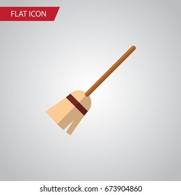 Isolated Witch Broomstick Flat Icon. Broom Vector Element Can Be Used For Witch, Broom, Broomstick Design Concept.