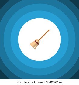 Isolated Witch Broomstick Flat Icon. Broom Vector Element Can Be Used For Witch, Broom, Broomstick Design Concept.