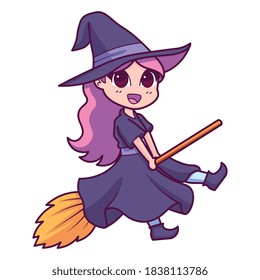 Isolated witch cartoon kawaii. Halloween - Vector illustration