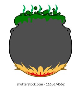 Isolated witch cauldron with fire icon. Vector illustration design