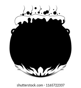 Isolated witch cauldron with fire icon. Vector illustration design