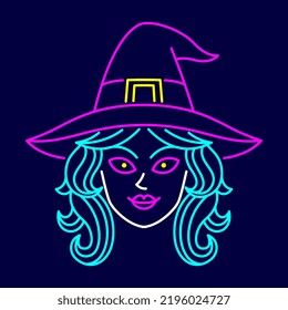 Isolated witch Neon halloween icon Vector