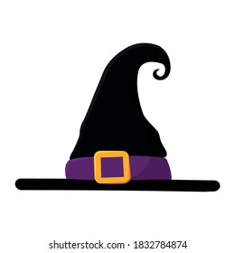 Icono de Octubre de halloween con sombrero de bruja aislado- Vector