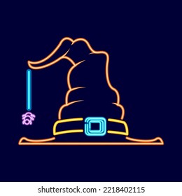 Isolated witcher hat neon hallowen vector illustration