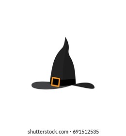 Isolated Wizard Hat Flat Icon. Witch Cap Vector Element Can Be Used For Wizard, Witch, Hat Design Concept.