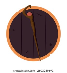 Isolated wizard staff weapon medieval icon