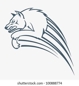 Isolated wolf jump illustration - vector illustration