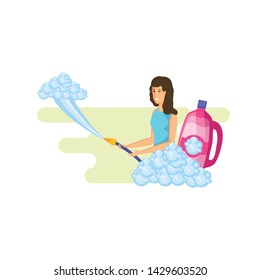 Isolated woman cartoon cleaning design