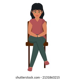 Isolated woman cartoon sitting on a chair Vector illustration