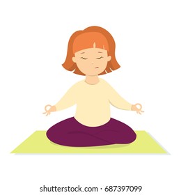 Isolated woman doing yoga on white background. Lotus pose.