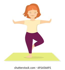 Isolated woman doing yoga on white background.